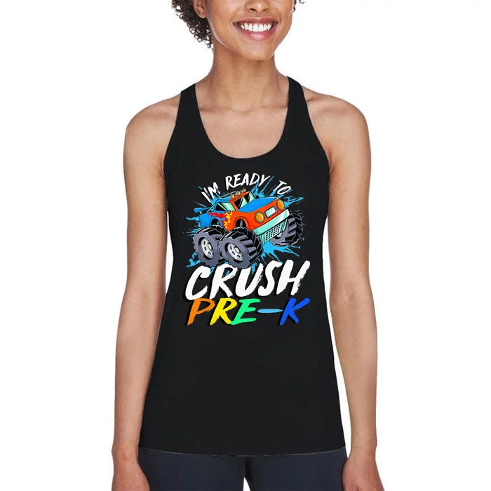 Kids Im Ready To Crush Pre K Monster Truck Prek Back To School Women's Racerback Tank