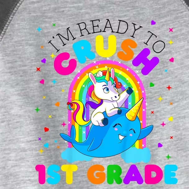 Kids Im Ready To Crush 1st Grade Unicorn Back To School Girl Toddler Fine Jersey T-Shirt