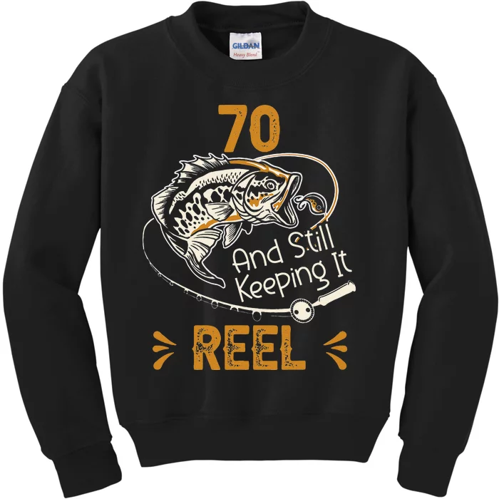 Keeping It Reel Since 1953 Fishing Fisher 70th Birthday Kids Sweatshirt