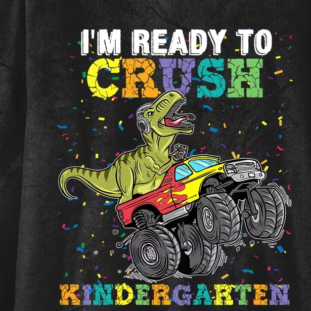 Kids Im Ready To Crush Kindergarten Monster Truck Dinosaur Boy Hooded Wearable Blanket