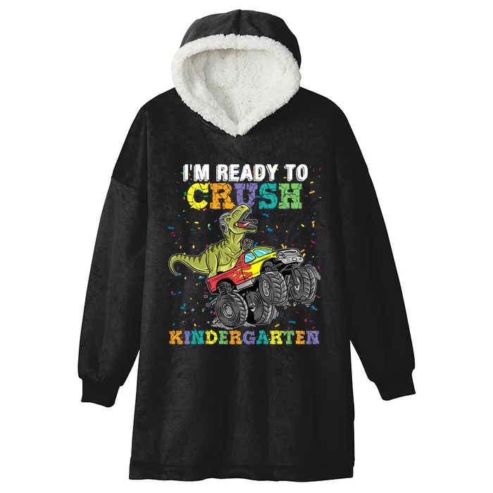 Kids Im Ready To Crush Kindergarten Monster Truck Dinosaur Boy Hooded Wearable Blanket