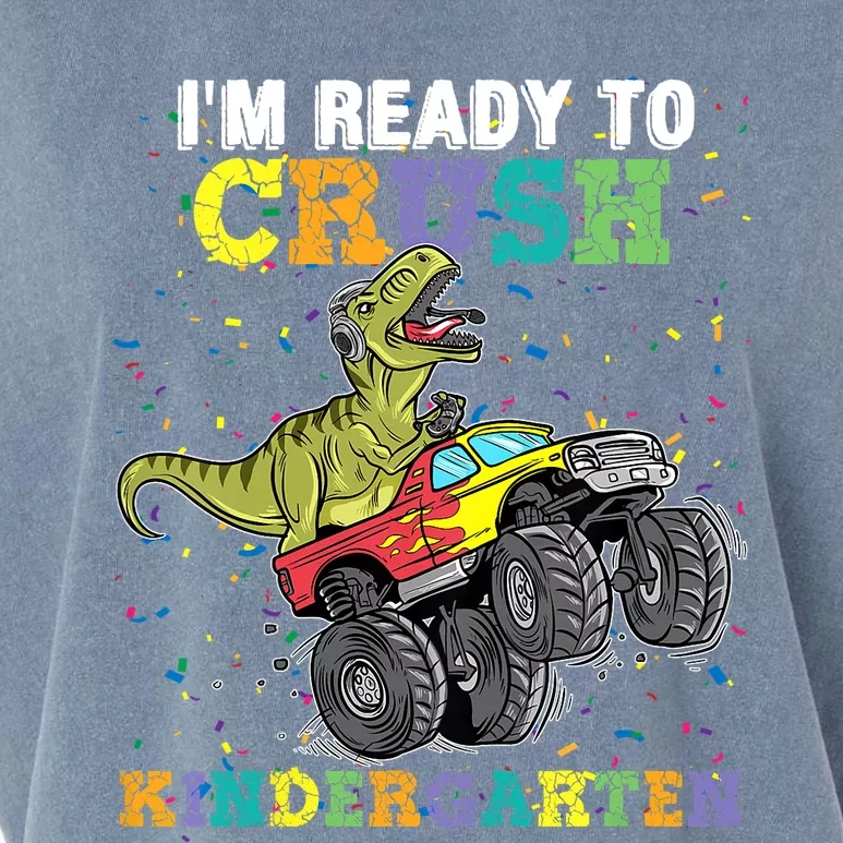 Kids Im Ready To Crush Kindergarten Monster Truck Dinosaur Boy Garment-Dyed Women's Muscle Tee