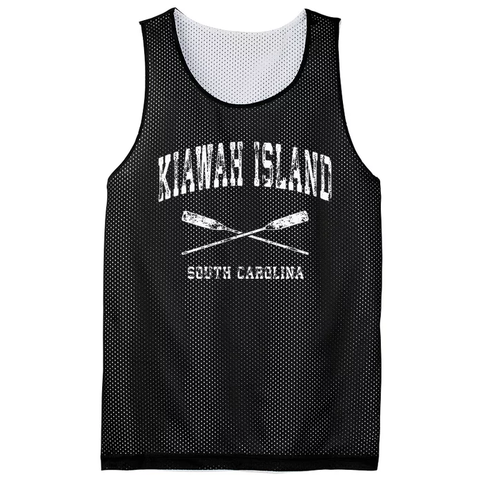 Kiawah Island South Carolina Vintage Nautical Crossed Oars Mesh Reversible Basketball Jersey Tank