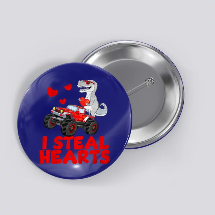 Kids I Steal Hearts Dinosaur Valentines Day For Baby Button