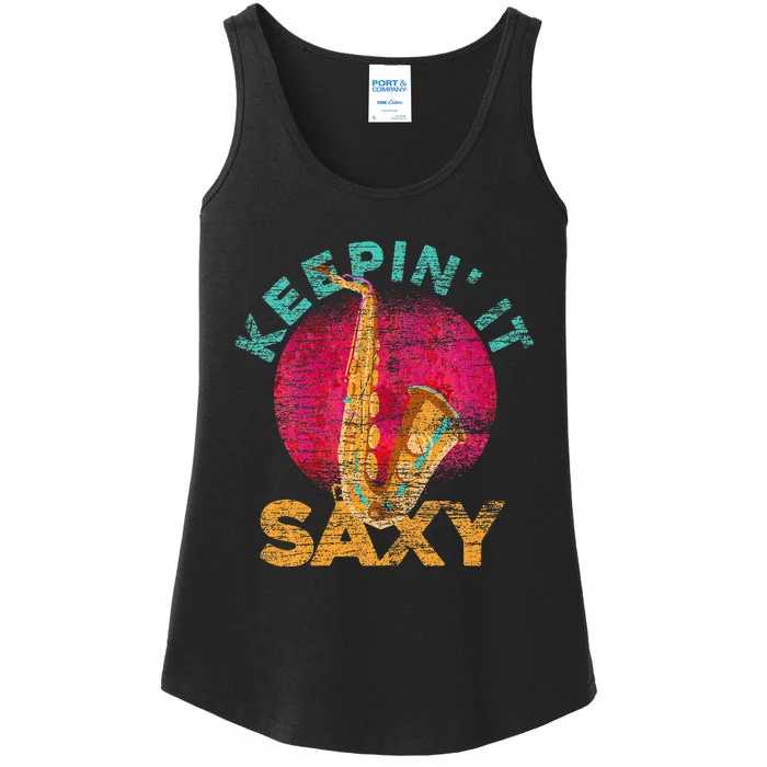 Keepin It Saxy Sax Player Jazz Musician Gifts Saxophone Ladies Essential Tank