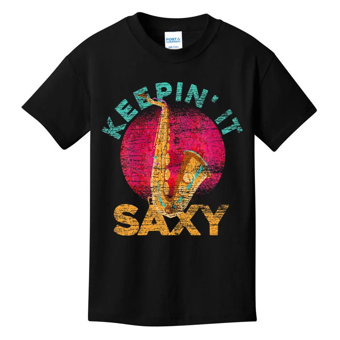 Keepin It Saxy Sax Player Jazz Musician Gifts Saxophone Kids T-Shirt