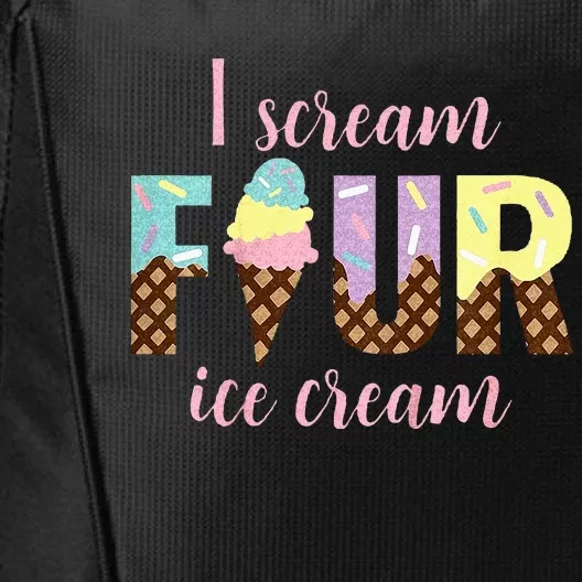 Kids I Scream Four Ice Cream 4th Birthday City Backpack