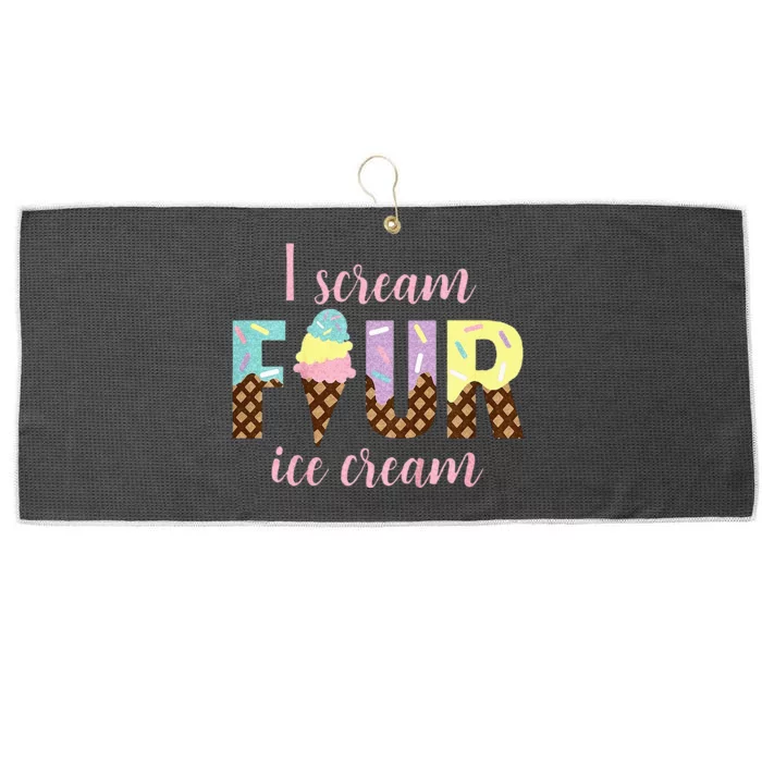 Kids I Scream Four Ice Cream 4th Birthday Large Microfiber Waffle Golf Towel