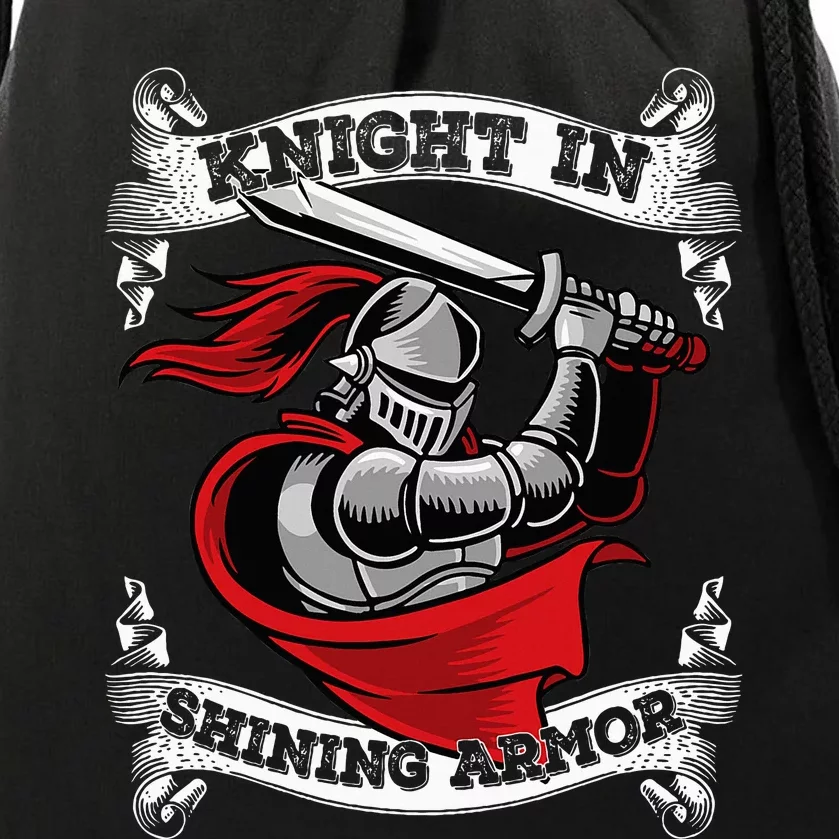 Knight In Shining Armor Templar Knight Sword Lover Drawstring Bag