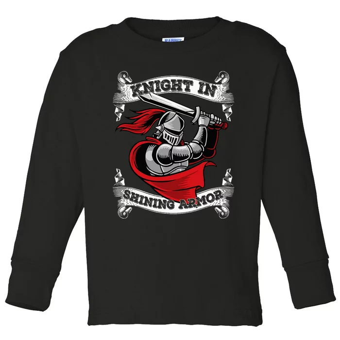 Knight In Shining Armor Templar Knight Sword Lover Toddler Long Sleeve Shirt