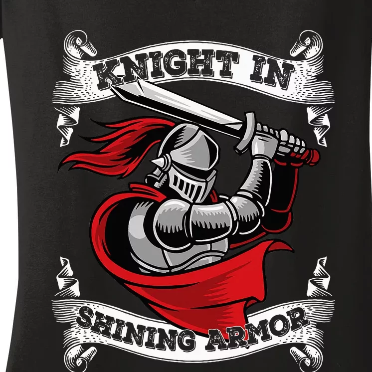 Knight In Shining Armor Templar Knight Sword Lover Women's V-Neck T-Shirt