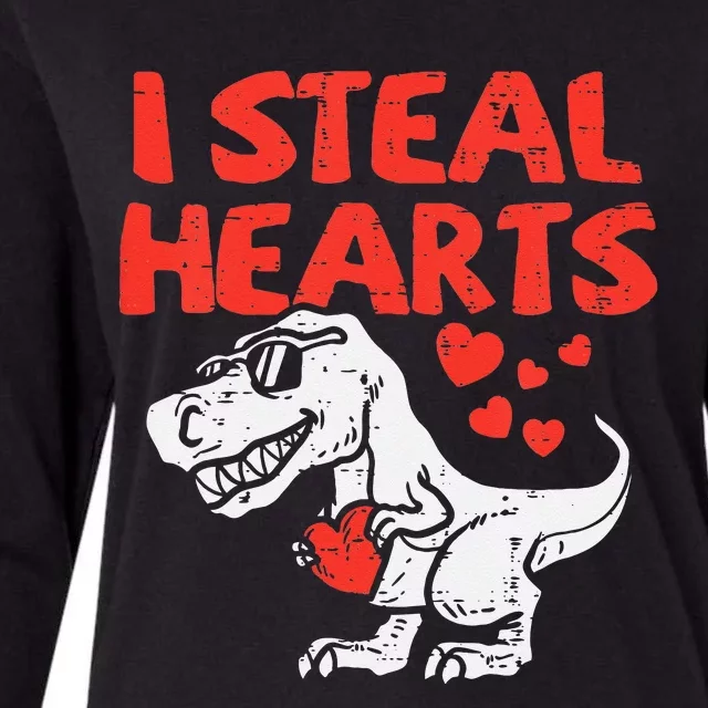 Kids I Steal Hearts Trex Dino Baby Boy Valentines Day Womens Cotton Relaxed Long Sleeve T-Shirt