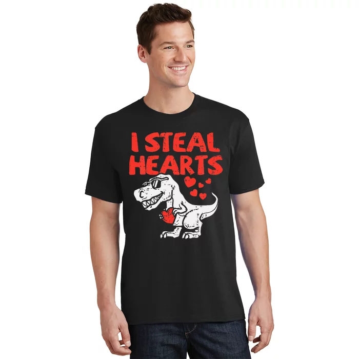 Kids I Steal Hearts Trex Dino Baby Boy Valentines Day T-Shirt