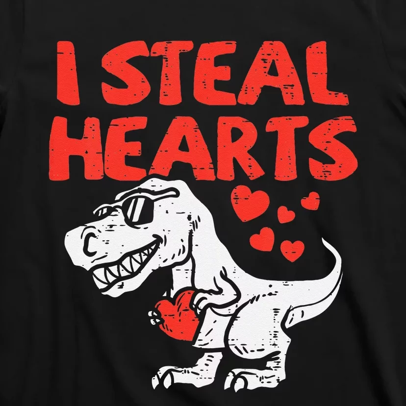 Kids I Steal Hearts Trex Dino Baby Boy Valentines Day T-Shirt