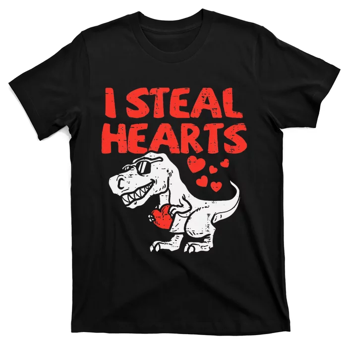 Kids I Steal Hearts Trex Dino Baby Boy Valentines Day T-Shirt