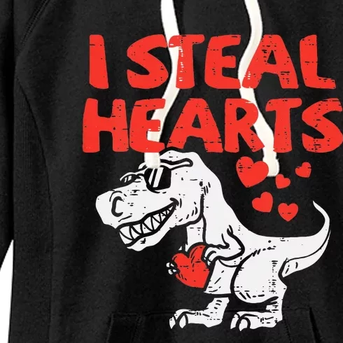 Kids I Steal Hearts Trex Dino Baby Boy Valentines Day Women's Fleece Hoodie