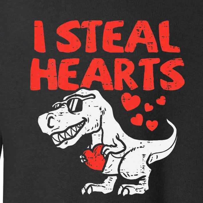 Kids I Steal Hearts Trex Dino Baby Boy Valentines Day Toddler Sweatshirt