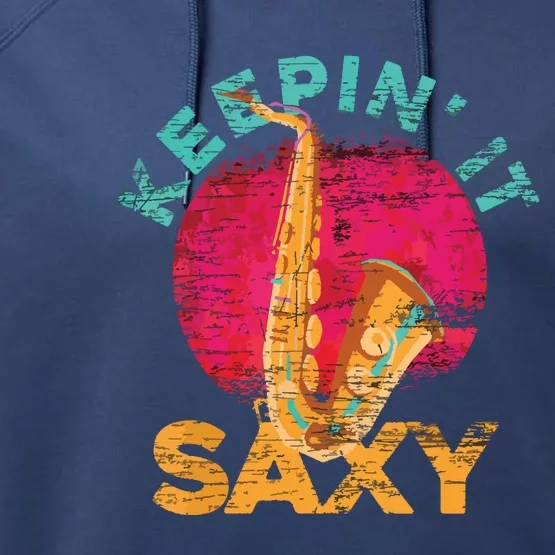 Keepin It Saxy Sax Player Jazz Musician Gifts Saxophone Performance Fleece Hoodie