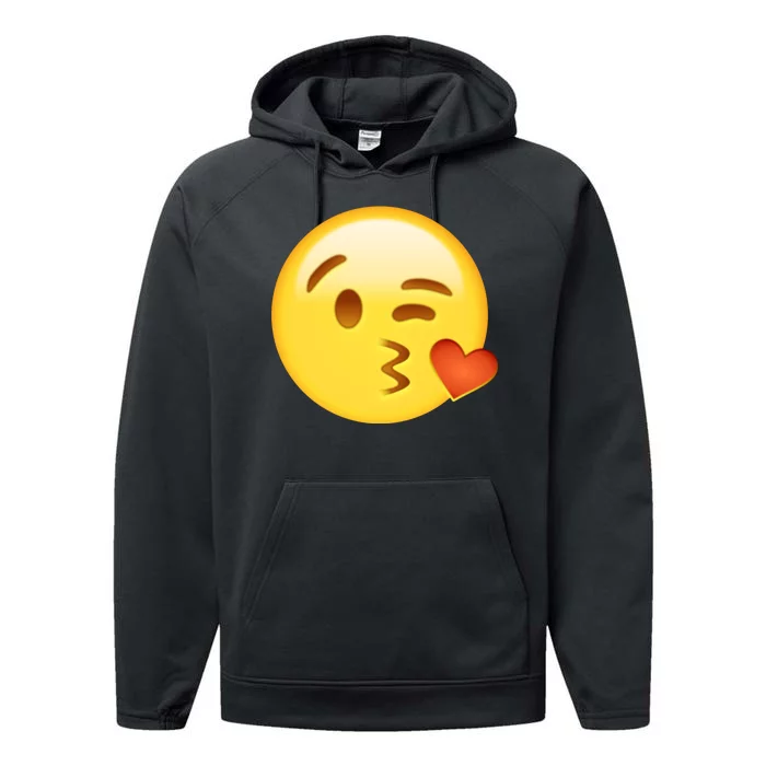 Kiss Face Emoticon Emoji Kissing Heart Performance Fleece Hoodie