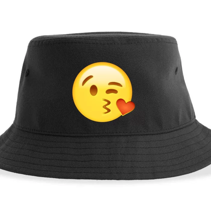 Kiss Face Emoticon Emoji Kissing Heart Sustainable Bucket Hat