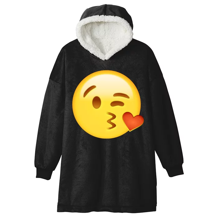 Kiss Face Emoticon Emoji Kissing Heart Hooded Wearable Blanket