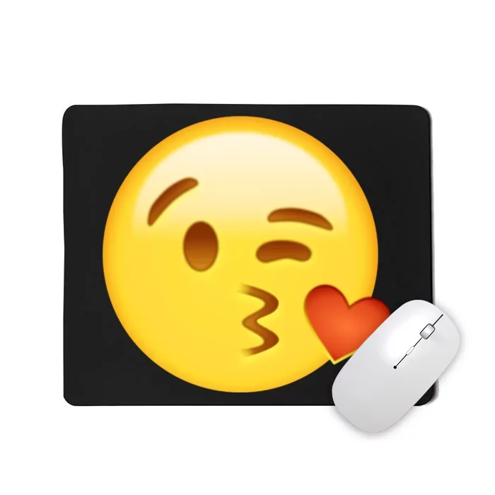 Kiss Face Emoticon Emoji Kissing Heart Mousepad