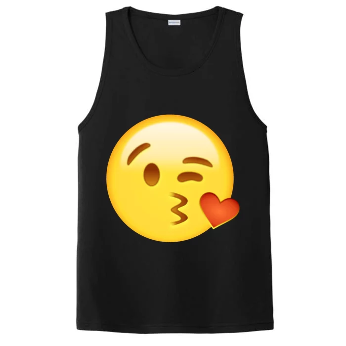 Kiss Face Emoticon Emoji Kissing Heart Performance Tank