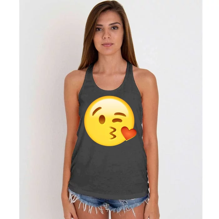 Kiss Face Emoticon Emoji Kissing Heart Women's Knotted Racerback Tank