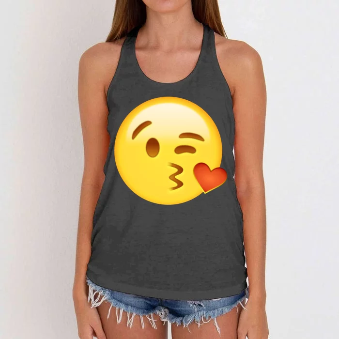 Kiss Face Emoticon Emoji Kissing Heart Women's Knotted Racerback Tank