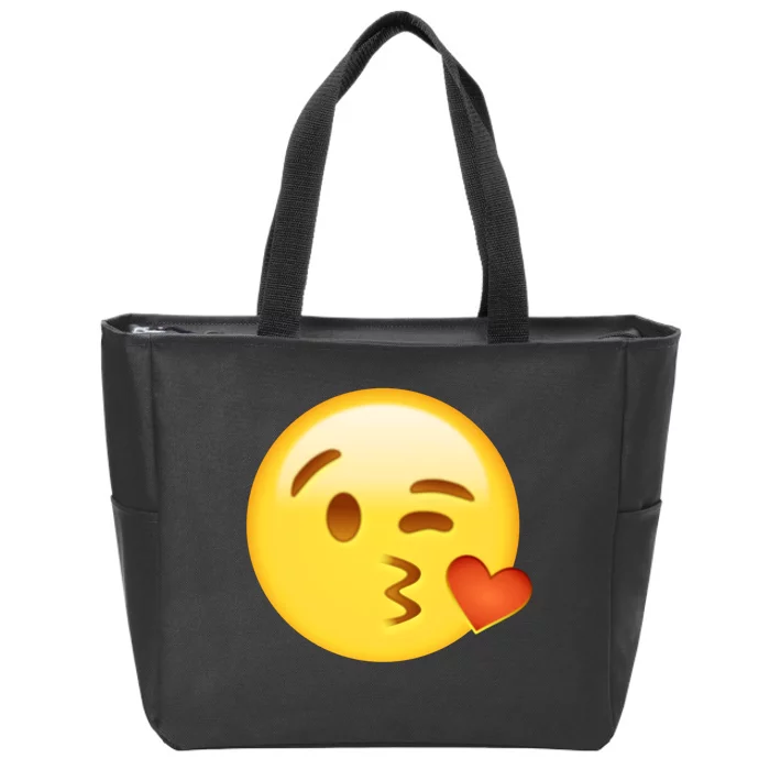 Kiss Face Emoticon Emoji Kissing Heart Zip Tote Bag