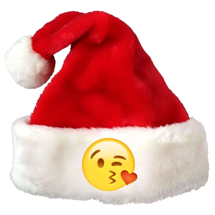 Kiss Face Emoticon Emoji Kissing Heart Premium Christmas Santa Hat