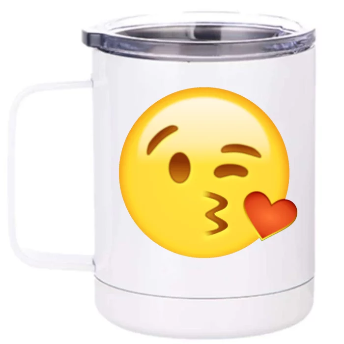 Kiss Face Emoticon Emoji Kissing Heart Front & Back 12oz Stainless Steel Tumbler Cup