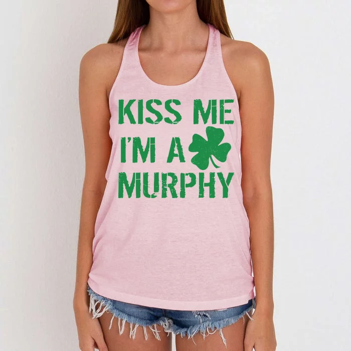 Kiss Me I'm A Murphy St. Patrick's Day Women's Knotted Racerback Tank