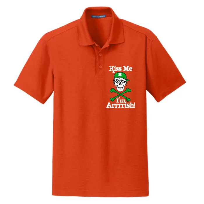 Kiss Me I'm Arrrish Pirate St. Patrick's Day Dry Zone Grid Performance Polo