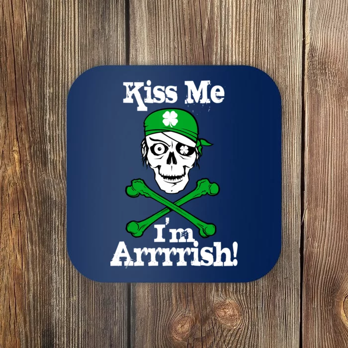 Kiss Me I'm Arrrish Pirate St. Patrick's Day Coaster