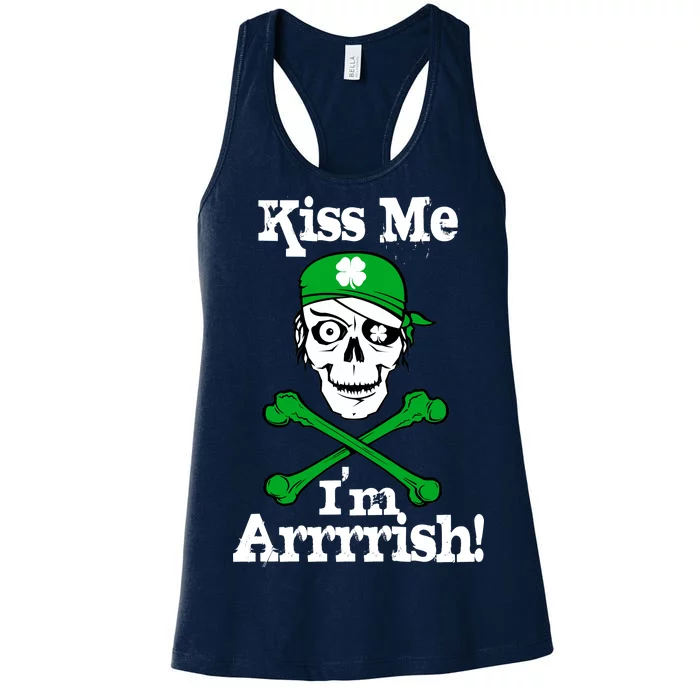 Kiss Me I'm Arrrish Pirate St. Patrick's Day Women's Racerback Tank