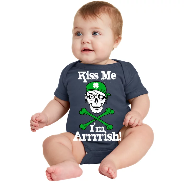 Kiss Me I'm Arrrish Pirate St. Patrick's Day Baby Bodysuit