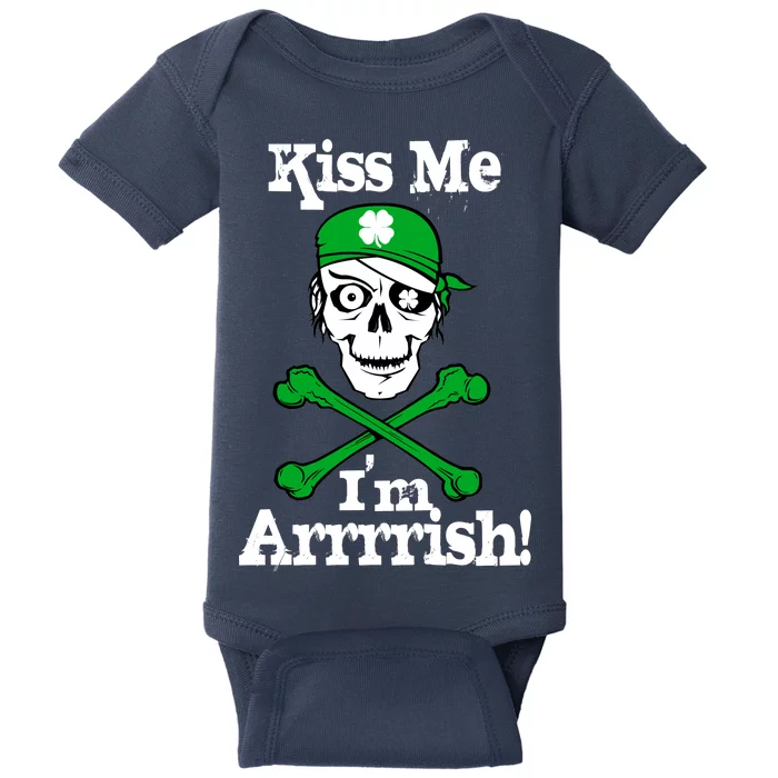 Kiss Me I'm Arrrish Pirate St. Patrick's Day Baby Bodysuit