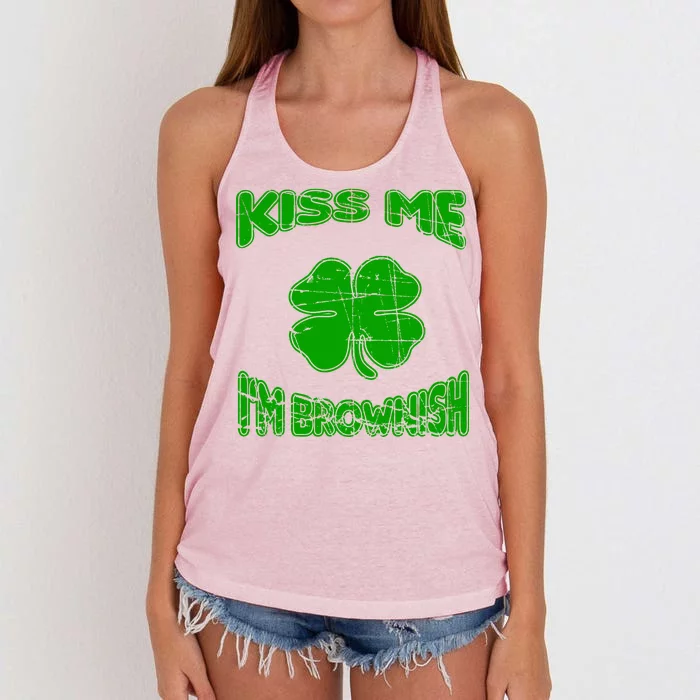 Kiss Me I'm Brownish Irish Women's Knotted Racerback Tank