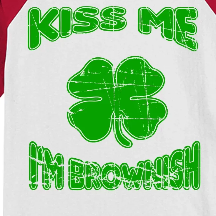 Kiss Me I'm Brownish Irish Kids Colorblock Raglan Jersey