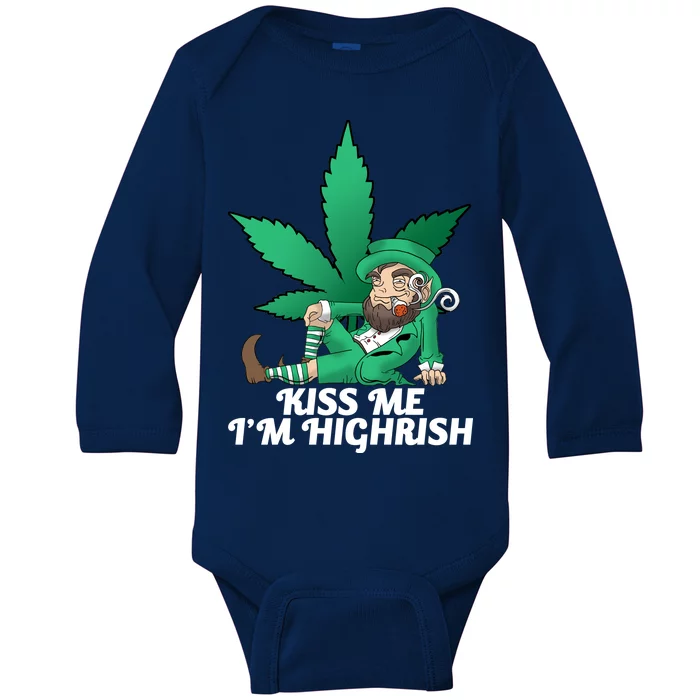 Kiss Me I'm Highrish Baby Long Sleeve Bodysuit