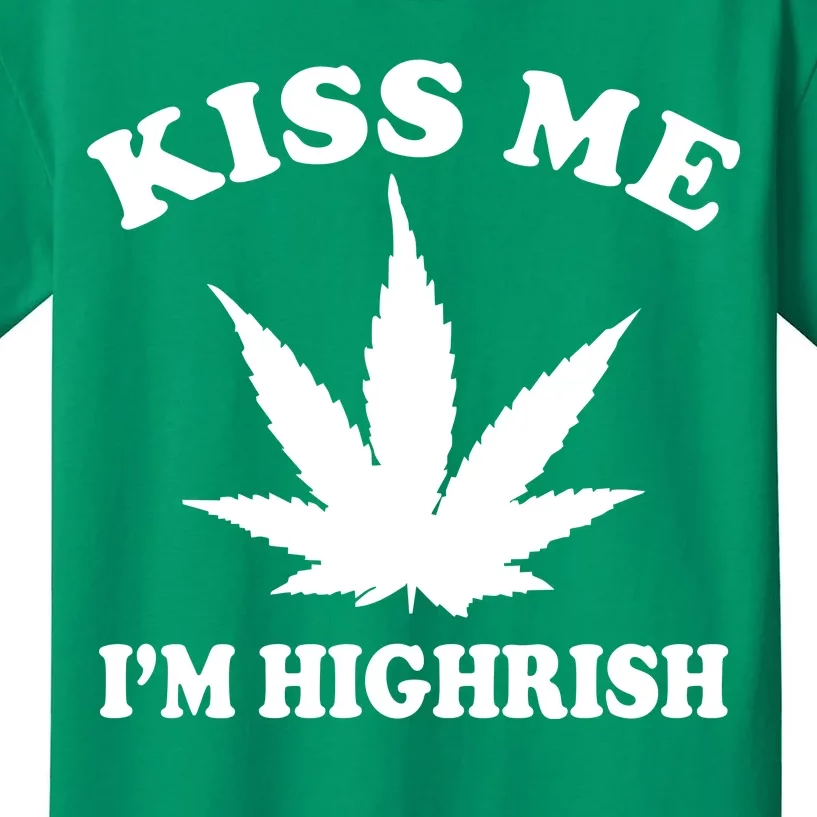 Kiss Me I'm Highrish Irish St. Patrick's Day Weed Kids T-Shirt