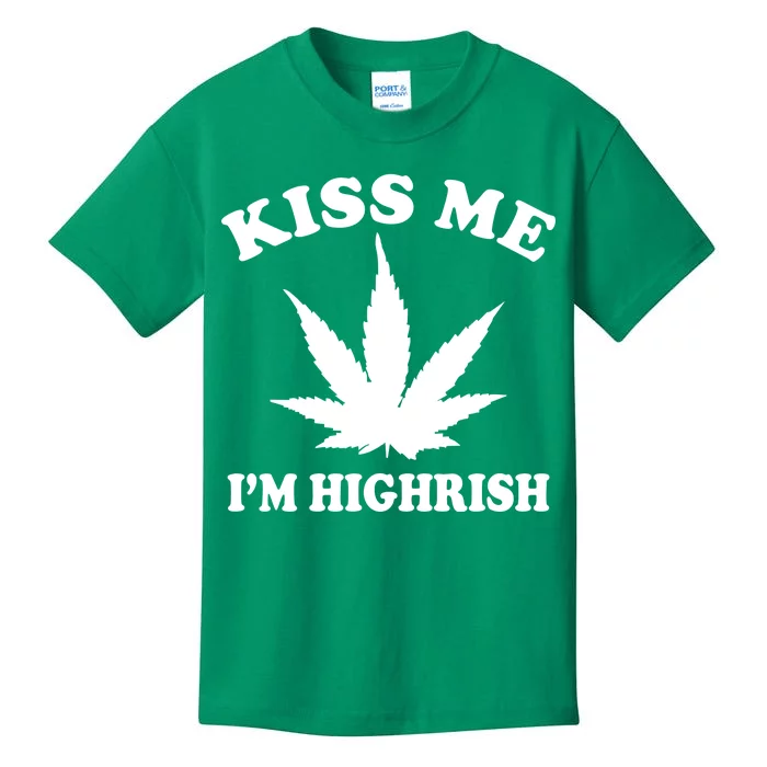 Kiss Me I'm Highrish Irish St. Patrick's Day Weed Kids T-Shirt