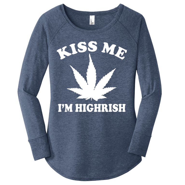 Kiss Me I'm Highrish Irish St. Patrick's Day Weed Women’s Perfect Tri Tunic Long Sleeve Shirt