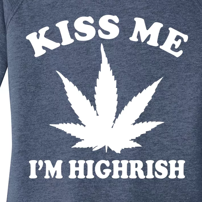 Kiss Me I'm Highrish Irish St. Patrick's Day Weed Women's Perfect Tri Tunic Long Sleeve Shirt