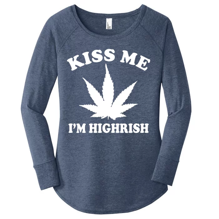 Kiss Me I'm Highrish Irish St. Patrick's Day Weed Women's Perfect Tri Tunic Long Sleeve Shirt