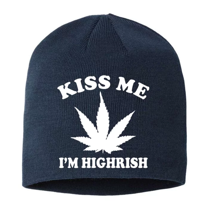 Kiss Me I'm Highrish Irish St. Patrick's Day Weed 8 1/2in Sustainable Knit Beanie