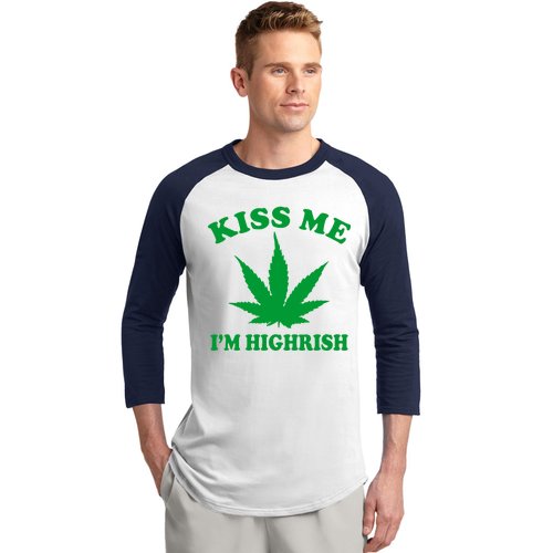 Kiss Me I'm Highrish Irish St. Patrick's Day Weed Baseball Sleeve Shirt