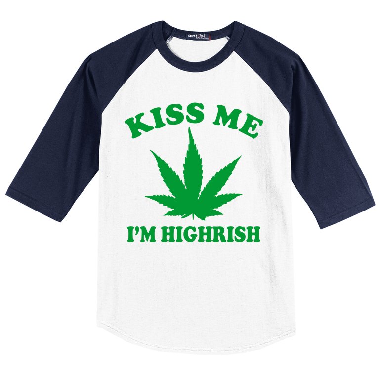 Kiss Me I'm Highrish Irish St. Patrick's Day Weed Baseball Sleeve Shirt