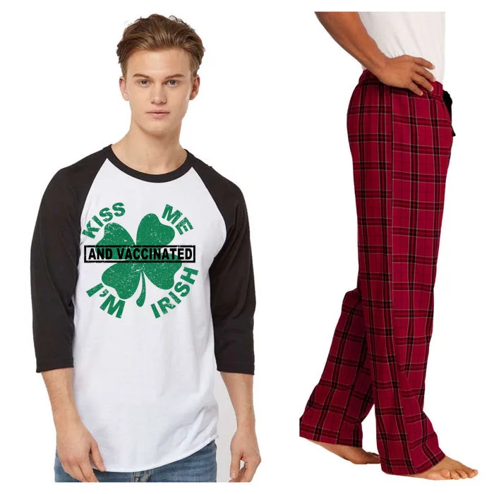 Kiss Me I'm Irish And Vaccinated Raglan Sleeve Pajama Set